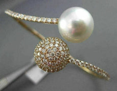 ESTATE LARGE 2.60CT DIAMOND & AAA SOUTH SEA PEARL 18KT ROSE GOLD BANGLE BRACELET