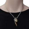 ESTATE .62CT DIAMOND 18KT 2 TONE GOLD 3D DOUBLE SWIRL SIGNATURE FLOATING PENDANT