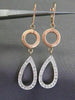 ESTATE LARGE .46CT DIAMOND 14KT WHITE & ROSE GOLD 3D PEAR DROP HANGING EARRINGS