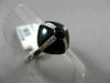 ESTATE WIDE .42CT ROUND DIAMOND & ONYX 14KT WHITE GOLD 3D SQUARE DOME SHAPE RING