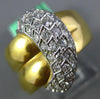 ESTATE LARGE 1.0CT DIAMOND 18KT WHITE AND YELLOW GOLD 3D SEMI MOON FUN RING