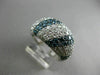 ESTATE LARGE 3.49CT WHITE BLUE DIAMOND 18K WHITE GOLD MULTI ROW ANNIVERSARY RING