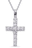 ESTATE .68CT DIAMOND 14KT WHITE GOLD 3D CLASSIC CROSS FLOATING PENDANT
