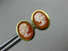 ESTATE OVAL 14KT YELLOW GOLD HANDCRAFTED LADY SHELL CAMEO EARRINGS 10mm #19573