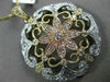 ESTATE LARGE 1.15CT DIAMOND 14KT TRI COLOR GOLD FILIGREE MILGRAIN FLOWER PENDANT