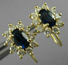 ESTATE 1.60CT DIAMOND & AAA SAPPHIRE 14K YELLOW GOLD FRENCH BACK EARRINGS #25277