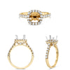 .67CT DIAMOND 14KT 2 TONE GOLD ROUND CUSHION 4 PRONG SEMI MOUNT ENGAGEMENT RING