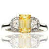 ESTATE LARGE 1.87CT WHITE & FANCY YELLOW DIAMOND 18K 2 TONE GOLD ENGAGEMENT RING