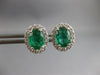 LARGE 2.43CT DIAMOND & AAA COLUMBIAN EMERALD 18KT WHITE GOLD OVAL STUD EARRINGS