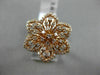 ESTATE LARGE .68CT DIAMOND 14KT ROSE GOLD 3D FLOWER STAR ETOILE FILIGREE RING