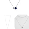 1.35CT DIAMOND & AAA SAPPHIRE 14K WHITE GOLD 3D PEAR SHAPE & ROUND LOVE NECKLACE
