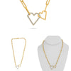 .73CT DIAMOND 14KT YELLOW GOLD 3D CLASSIC DOUBLE OPEN HEART LOVE KNOT NECKLACE
