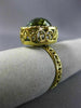 ESTATE LARGE 4.90CT DIAMOND & GREEN AMETHYST 14KT YELLOW GOLD OVAL FILIGREE RING
