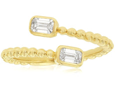 .41CT DIAMOND 14K YELLOW GOLD EMERALD CUT DOUBLE SOLITAIRE CRISS CROSS LOVE RING