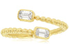 .41CT DIAMOND 14K YELLOW GOLD EMERALD CUT DOUBLE SOLITAIRE CRISS CROSS LOVE RING