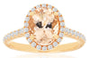 2.04CT DIAMOND & AAA MORGANITE 14KT ROSE GOLD 3D OVAL & ROUND CLASSIC HALO RING