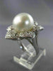 ESTATE EXTRA LARGE 1.40CT DIAMOND & SOUTH SEA PEARL18K WHITE GOLD 3D FLOWER RING
