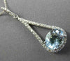ESTATE LARGE 1.76CT DIAMOND & AAA AQUAMARINE 14KT WHITE GOLD TRIANGULAR PENDANT
