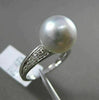ESTATE .14CT DIAMOND 14KT WHITE GOLD AAA SOUTH SEA PEARL 3D PAVE SOLITAIRE RING