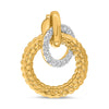 .38CT DIAMOND 14KT 2 TONE GOLD 3D DOUBLE CIRCULAR LOVE KNOT FUN HANGING EARRINGS