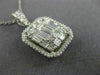 ESTATE EXTRA LARGE 2.07CT ROUND BAGUETTE DIAMOND 14K WHITE GOLD CLUSTER PENDANT