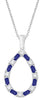 .94CT DIAMOND & AAA SAPPHIRE 14KT WHITE GOLD ROUND & BAGUETTE TEAR DROP PENDANT