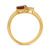 .86CT DIAMOND AAA RUBY 14KT YELLOW GOLD PEAR SHAPE & ROUND DOUBLE SOLITAIRE RING