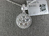 LARGE 1.17CT DIAMOND 18KT WHITE GOLD 3D CLUSTER INVISIBLE HALO FLOATING PENDANT