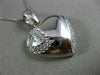 ESTATE .50CT DIAMOND 14KT WHITE GOLD 3D DOUBLE ETCHED HEART LOVE PENDANT #18969