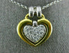 ESTATE LARGE .55CT DIAMOND PLATINUM & 18KT YELLOW GOLD DOUBLE HEART PENDANT #310