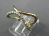 ESTATE WIDE .23CT DIAMOND 14KT WHITE & ROSE GOLD 3D DOUBLE ROW SWIRL FUN RING