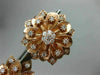 ESTATE LARGE 1.47CT DIAMOND 18K ROSE GOLD 3D FLOWER HANDCRAFTED CLIP ON EARRINGS