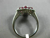 ESTATE LARGE 1.80CT DIAMOND & AAA RUBY 18KT WHITE GOLD 3D HALO FLOWER LOVE RING