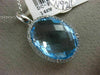 ESTATE EXTRA LARGE 15.68CT DIAMOND & BLUE TOPAZ 14K WHITE GOLD HALO OVAL PENDANT