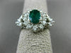 ESTATE LARGE 2.26CT DIAMOND & AAA EMERALD 18K WHITE GOLD 3D HALO ENGAGEMENT RING