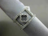 ESTATE WIDE .71CT DIAMOND 18KT WHITE GOLD 3D OPEN FLOWER FUN DOUBLE LOVE RING
