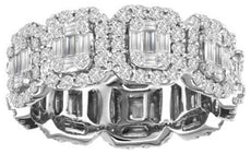 LARGE .20CT DIAMOND 18KT WHITE GOLD ROUND & BAGUETTE INVISIBLE ANNIVERSARY RING