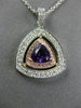 LARGE 1.15CT DIAMOND & AAA AMETHYST 14K WHITE & ROSE GOLD 3D DOUBLE HALO PENDANT