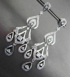 ESTATE LARGE 1.05CT DIAMOND 18KT WHITE GOLD PEAR SHAPE FLOATING HANGING EARRINGS