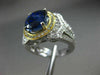 ESTATE MASSIVE 5.83CT DIAMOND & AAA SAPPHIRE 18KT TWO TONE GOLD ENGAGEMENT RING