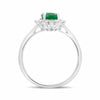 ESTATE 1.64CT DIAMOND & AAA EMERALD 18KT WHITE GOLD 3D OVAL HALO ENGAGEMENT RING
