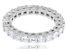 2.59CT DIAMOND 18KT WHITE GOLD 3D CUSHION SHARED PRONG ETERNITY ANNIVERSARY RING