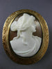 ANTIQUE LARGE 14KT ROSE GOLD CLASSIC SHELL LADY CAMEO FILIGREE BROOCH PIN #21879