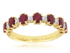 1.66CT DIAMOND & AAA RUBY 14KT YELLOW GOLD OVAL & ROUND CLASSIC ANNIVERSARY RING