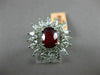 ESTATE LARGE 4.35CT DIAMOND & AAA RUBY 18KT WHITE GOLD ENGAGEMENT COCKTAIL RING