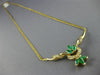 ANTIQUE 1.40CT DIAMOND COLOMBIAN EMERALD 14KT GOLD FILIGREE NECKLACE 19.5" 21154