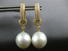 .49CT DIAMOND & SOUTH SEA PEARL 18KT YELLOW GOLD ETOILE HUGGIE HANGING EARRINGS