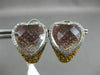 LARGE 15.01CT WHITE & FANCY YELLOW DIAMOND & QUARTZ 14KT WHITE GOLD 3D EARRINGS