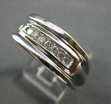 ESTATE WIDE .25CT DIAMOND 7 STONE 14KT WHITE GOLD MENS ANNIVERSARY RING #16135