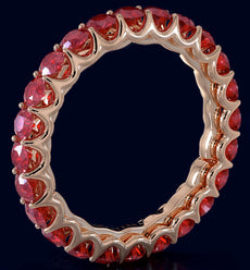 2.53CT AAA RUBY 14KT ROSE GOLD 3D CLASSIC SHARED PRONG ETERNITY FUN LOVE RING